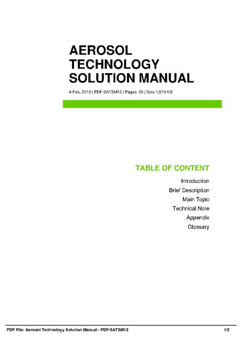 Aerosol Technology Solution Manual