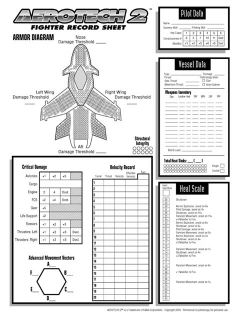 Aerotech 2 Record Sheets Battletech