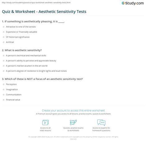 aesthetic sensitivity test