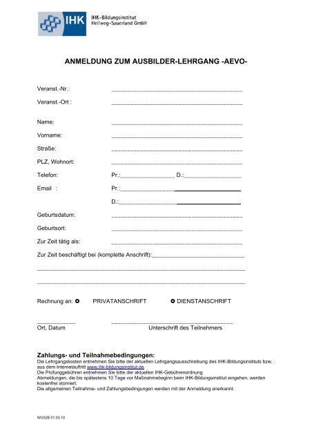 aevo anmeldung ihk
