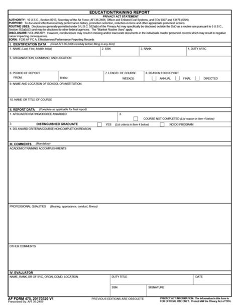 af form 475 sample