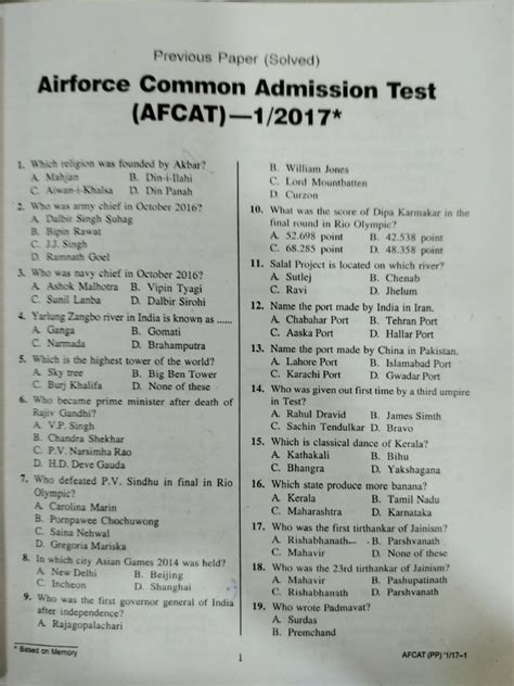 Afcat Previous Year Paper