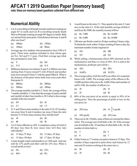 Afcat Question Paper