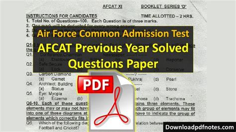 Afcat Solved Question Papers Free