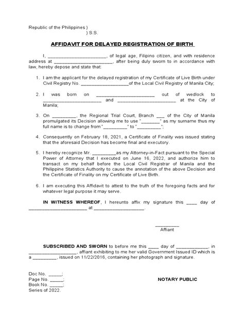 affidavit for centralized registration