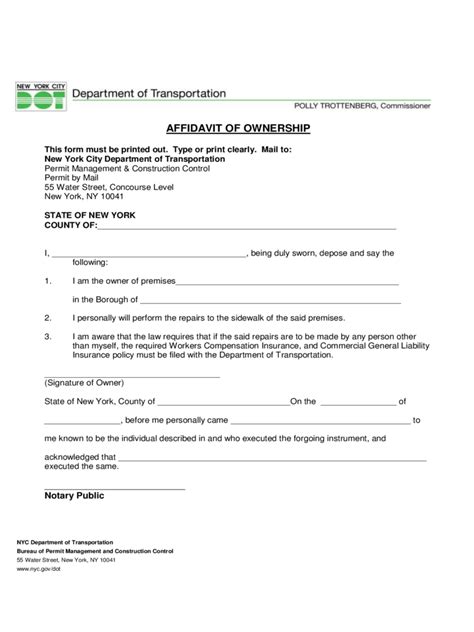 affidavit format for change of ownership