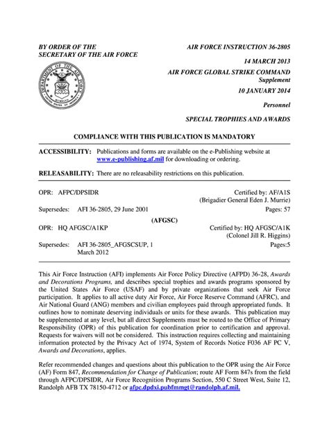 afi 36 2805 biography