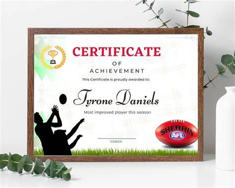 afl certificate template