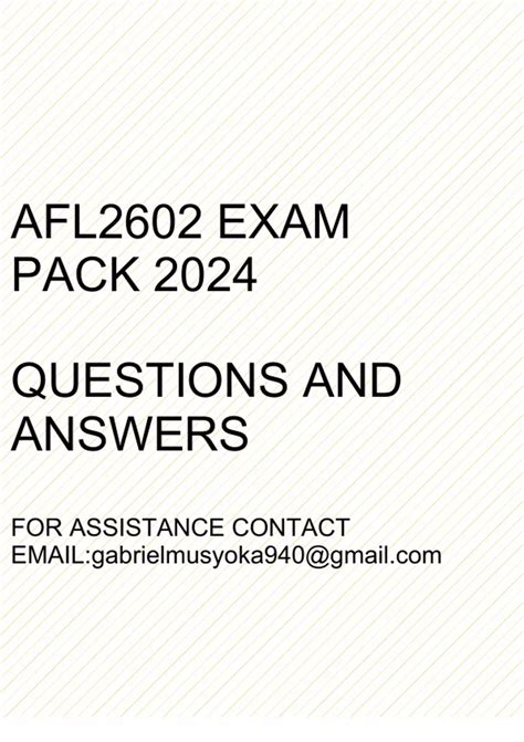 Afl2602 Exam Guidelines