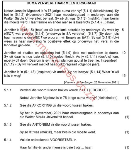 Afrikaans Grade 12 Paper 2 Paljas
