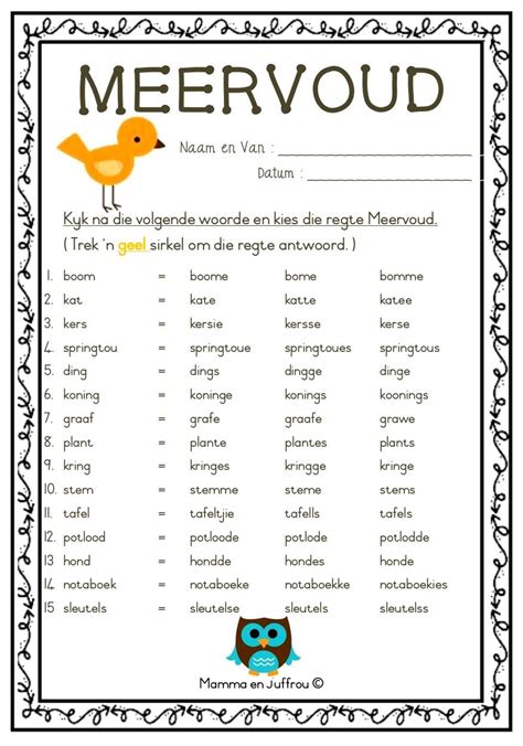 Download Afrikaans Meervoude Examples 