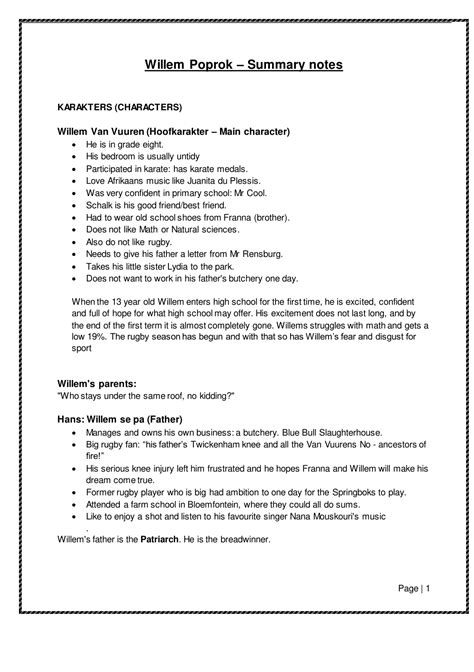 Full Download Afrikaans Willem Poprok Summary Notes 