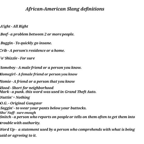 Afro American Slang