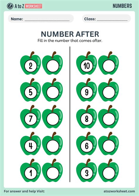 After Number Worksheet