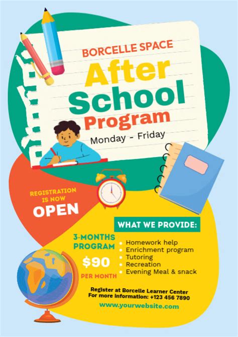 after school flyers template for art class