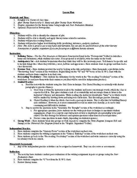 after twenty years lesson plan