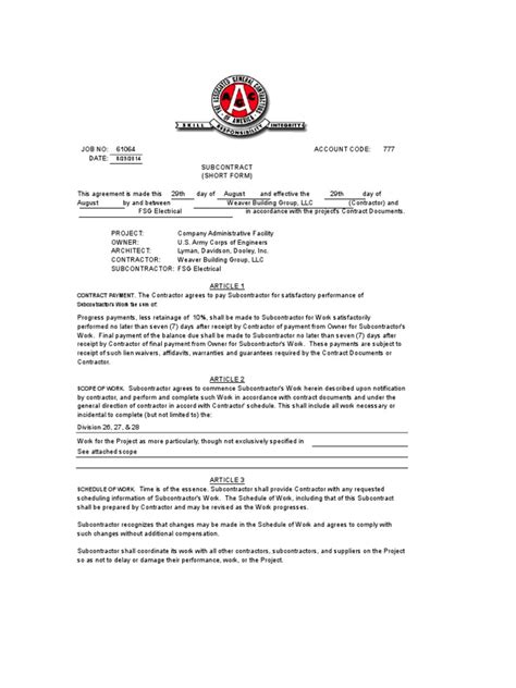 Agc Subcontract Form