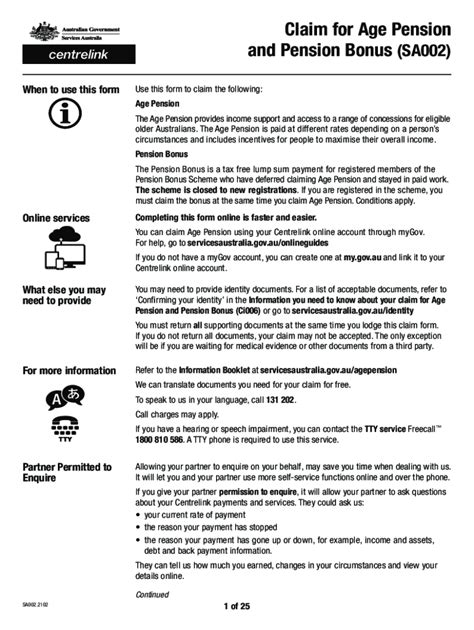 Aged Pension Application Form Sa369
