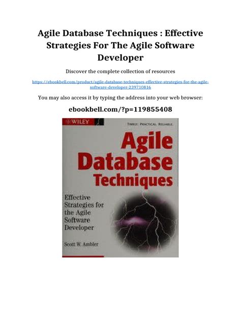 Agile Database Techniques Effective Strategies For The Agile Software Developer