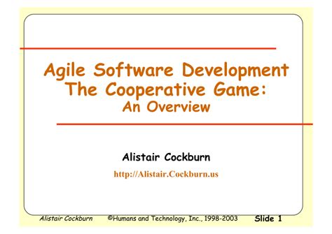 Agile Software Development The Cooperative Game 2nd Edition