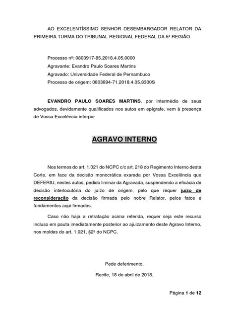 Agravo Interno Modelo