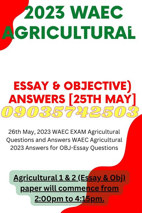 Agricultural Objective Answer Of Waec 2014