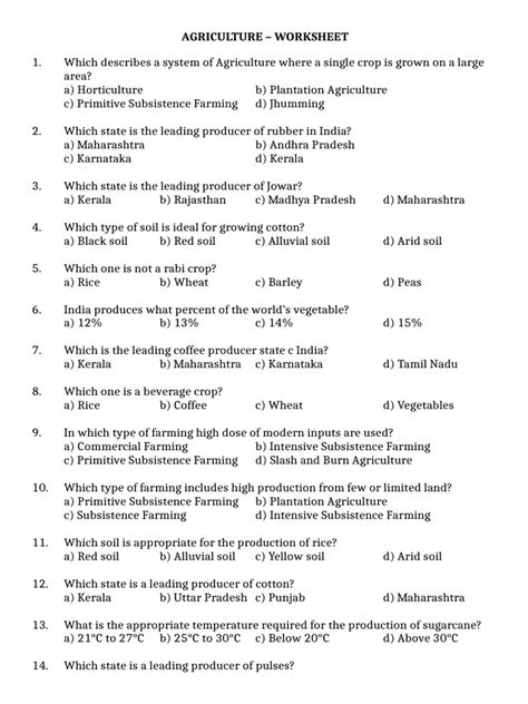 Agriculture Mcqs