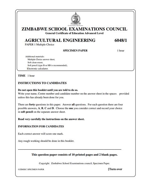 Read Agriculture Advanced Level Question Papers From Zimsec 