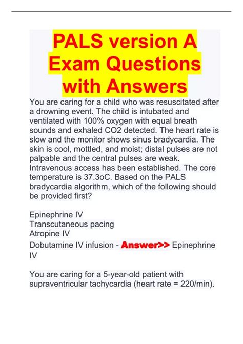 aha 2011 pals exam version