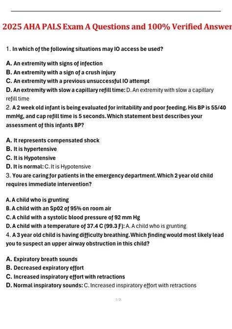 aha pals written exam answer key
