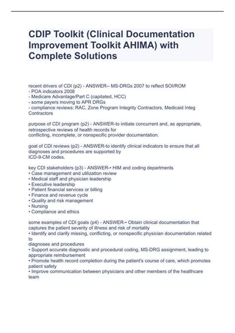 Ahima Clinical Documentation Improvement Toolkit