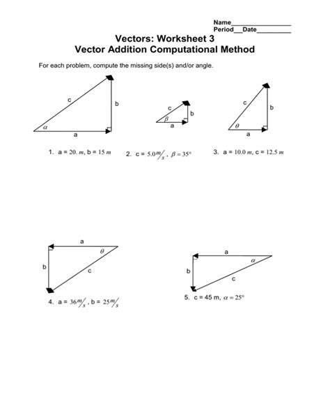 Ahs Vectors And Trig Worksheets Adding Vectors Worksheet With Answers - Adding Vectors Worksheet With Answers
