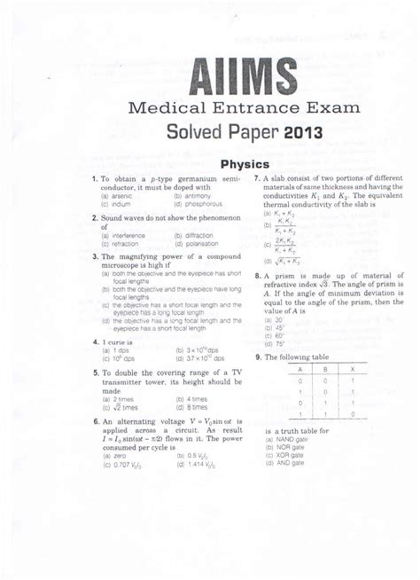 Download Aiims Entrance Exam Question Paper 2011 