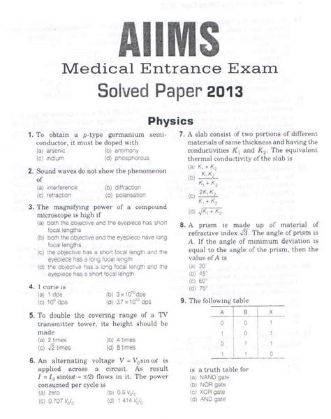 Read Aiims Previous Year Question Papers With Answers 