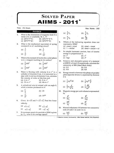 Full Download Aiims Solved Question Papers Topic Wise 