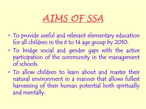 Aims Of Ssa