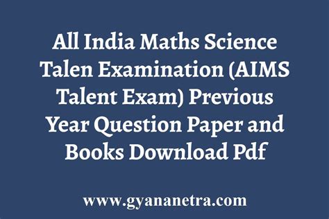 Aims Talent Exam Previous Year Question Paper And Aims Math Reference Sheet - Aims Math Reference Sheet