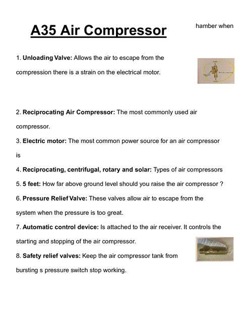 air compressor exam sample questions