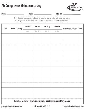 air compressor maintenance log industrial air power