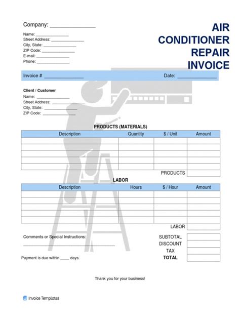 Air Conditioner Invoice Template