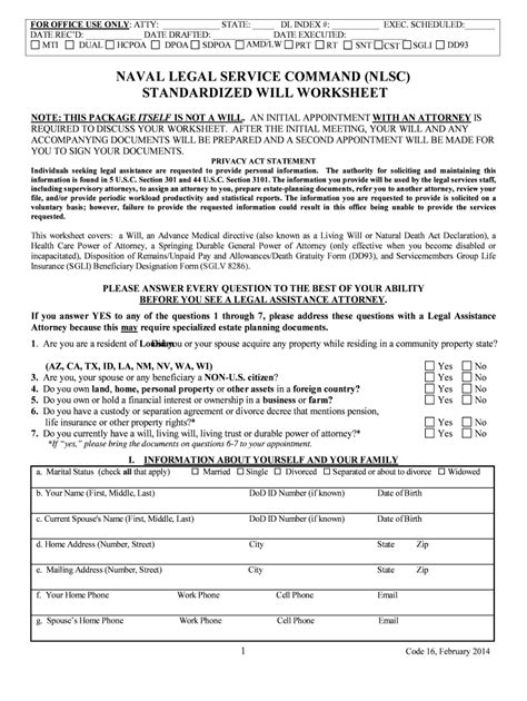 Air Force Legal Assistance Will Worksheet 2014 2024 Military Will Worksheet - Military Will Worksheet