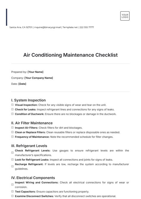 Air Monitoring Instruments Maintenance Checklist