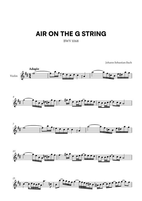 Air On G String Violin Sheet Music