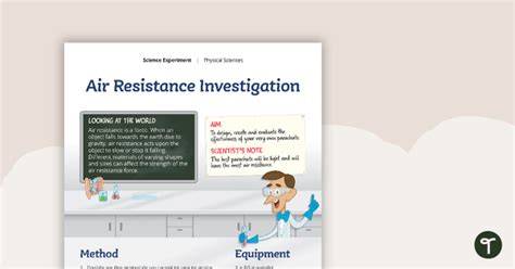 Air Resistance Force Investigation Teach Starter Air Resistance Worksheet - Air Resistance Worksheet