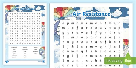 Air Resistance Word Search Forces Science Ks2 Twinkl Air Resistance Worksheet - Air Resistance Worksheet