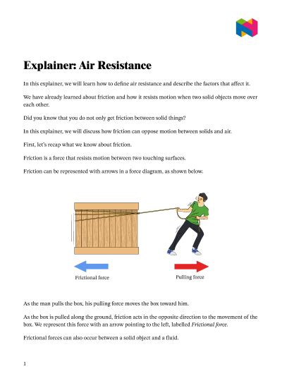 Air Resistance Worksheet   Simple Air Resistance Worksheet Teaching Resources - Air Resistance Worksheet