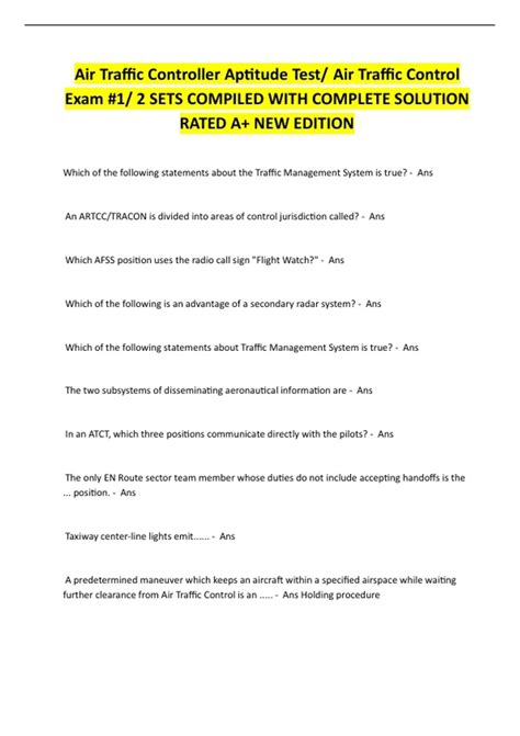 Air Traffic Controller Exam Practice