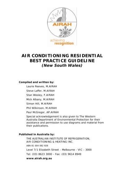 Read Online Air Conditioning Residential Best Practice Guideline 