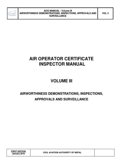 Read Air Operator Certificate Inspector Manual 