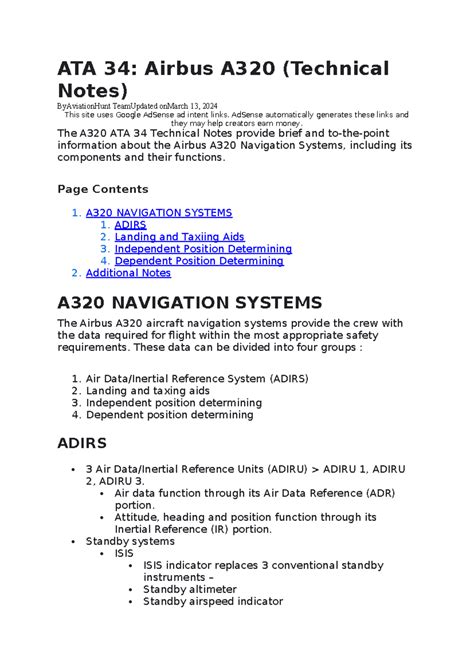 Airbus A320 Engineer Training Notes